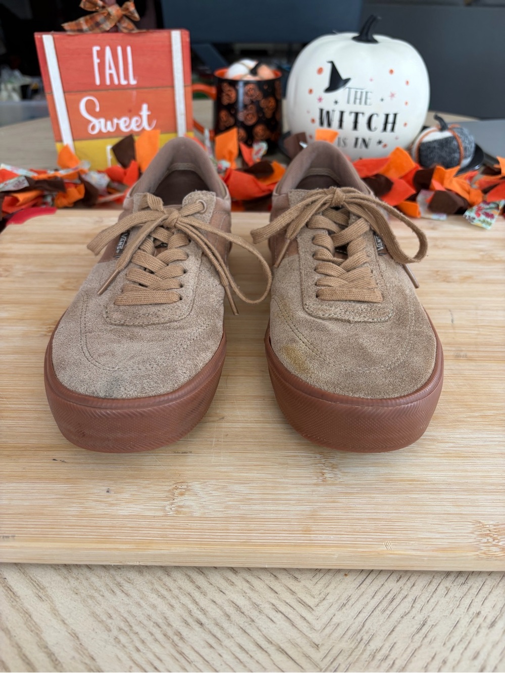 Vans Men's Suede Sneakers in Tan with Brown Gum Sole